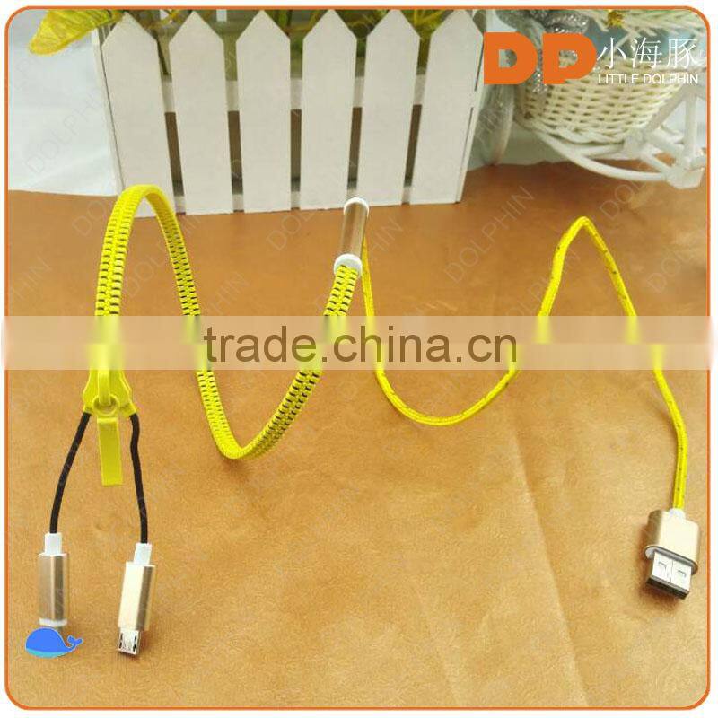 2 in 1 usb cable 2.0 data cable tangle free zipper usb cable for iphone 6