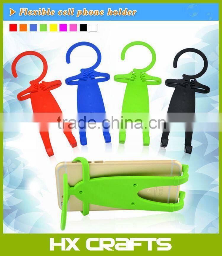 Flexible Hook Cell Phone Holder Multi function Human Shape Hanger / Phone Holder Silicon Unique Flexible Cell Phone Holder