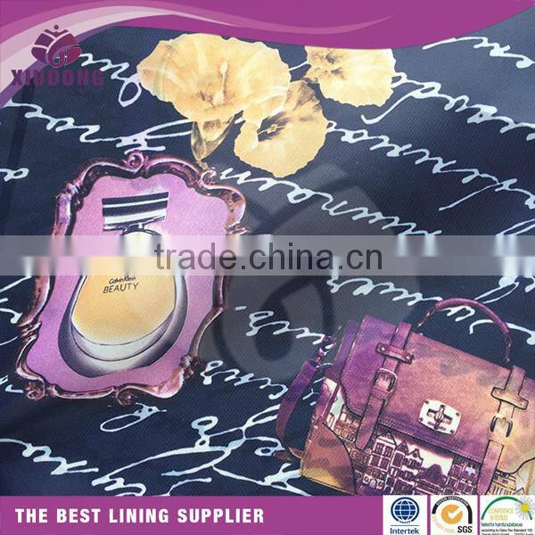 Print polyester Taffeta bag garment lining good quality 190T 210T 230T inner taffeta lining