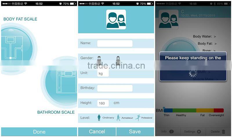 IOS and Andorid bluetooth 4.0 body fat scale