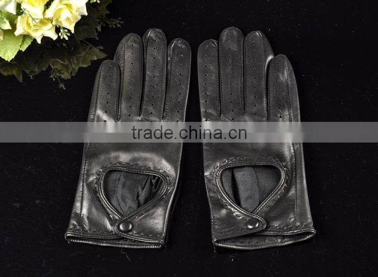 Breathable summer short ladies sheepskin leather driver glove
