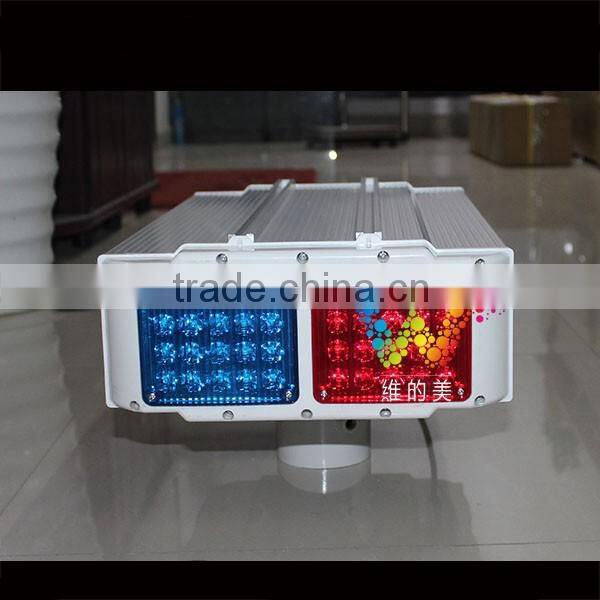 Road safety 12pcs Red blue modules 4sides LED flashing light solar traffic warning light