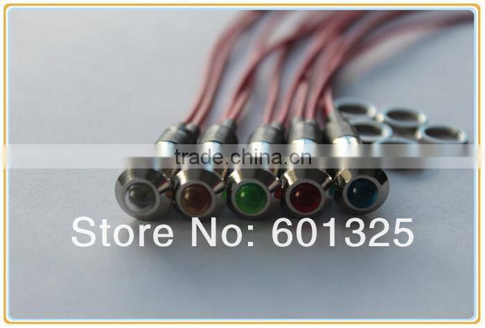 8mm LED color changing indicator light with 20cm wire