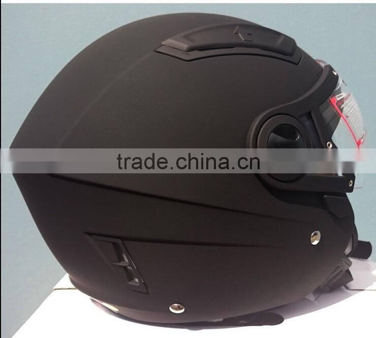 Open face road helmet, adult sizes, Matte black, 5 tick Aust. Std, dual visor