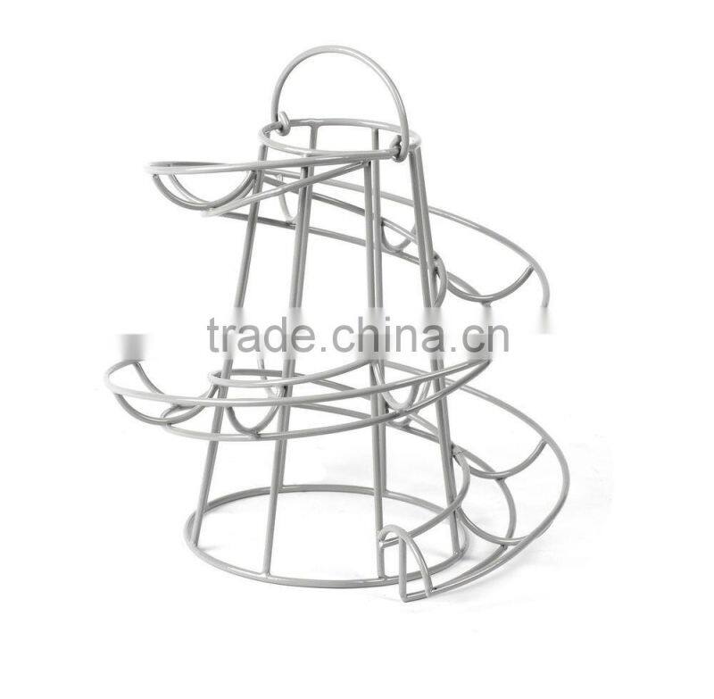 Clay coloured Helter skelter shaped egg stand