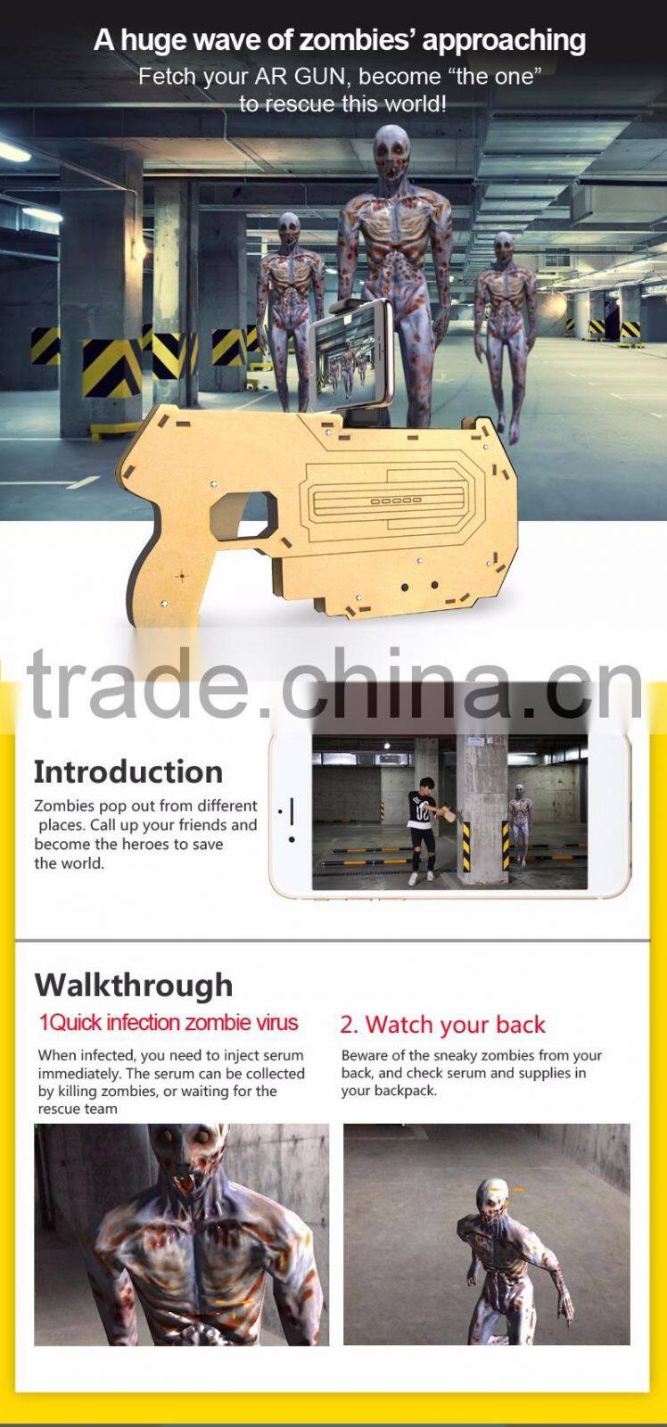 2017 New Arrival AR Gun Mobile Games Control Gun, AR Reality Experience Bluetooth Game Controller Wooden Gun For IOS/Android