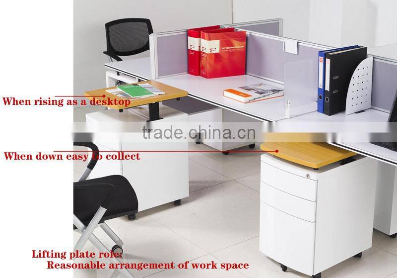 Under desk moveable storage wooden cabinet