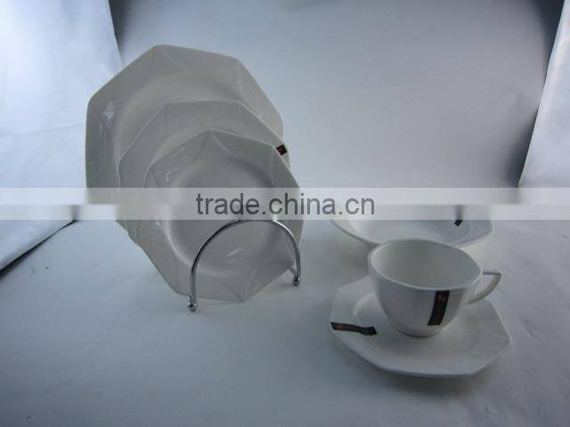 white eight corner porcelain dinner set