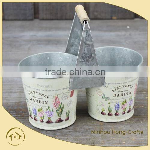 france design double flower pot, metal flower pot for wholesale