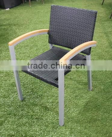 Stackable Restaurant Chair with wood arm for Garden Outdoor Chair