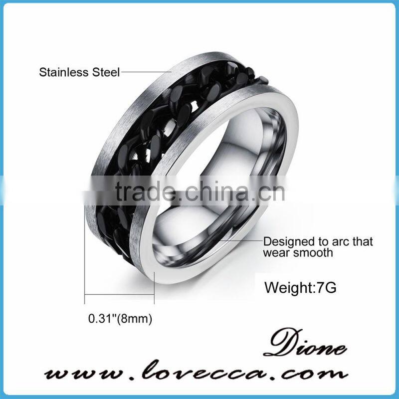 High quality Mens Black Smooth Titanium Stainless steel Biker Ring