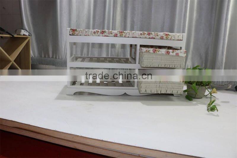 Wood shoe rack with cushion