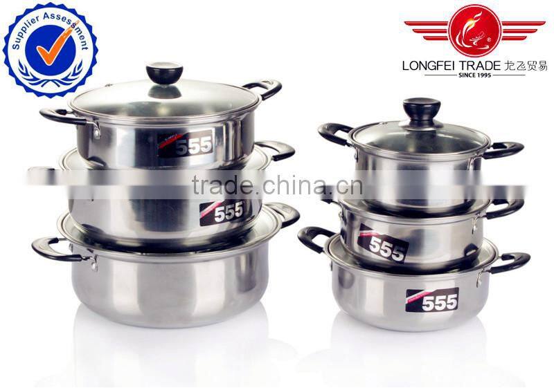 2014 Products yiwu promation 6PCS Stainless Steel Cooking Pot Set & Stock Pot Set