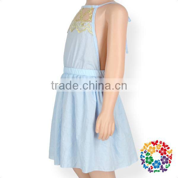 Wholesale New Design Sleeveless Blue Women Dresses Mazie Lace Embroidered Dresses