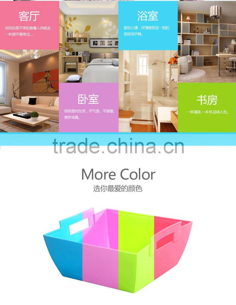 New PP plastic square storage basket with handle