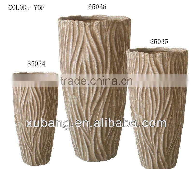 Fiberglass flower pot waved designer finish flower planter pot