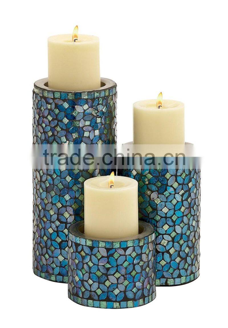 Fashion Blue Metal Mosaic Candle Holder