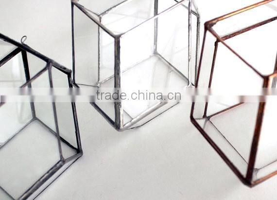 Trendy Modern Geometric Hexagon Stained Glass Terrarium