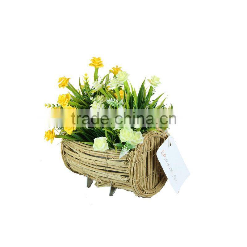 Handmade interior planter and rattan basket