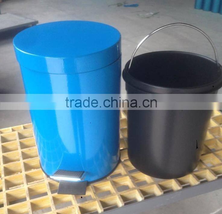 blue color 410# stainless steel dustbin/trashcan with good quality