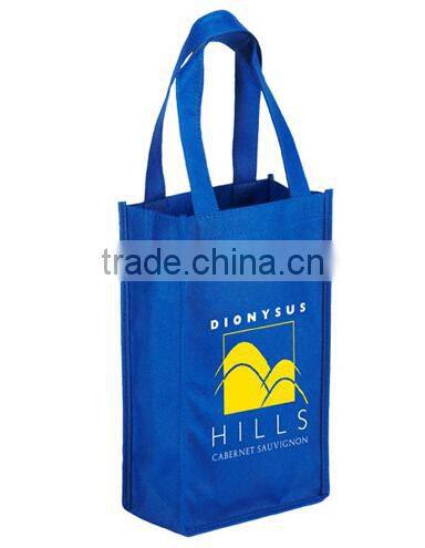 Custom logo printed non woven bag for 2 wine bottles