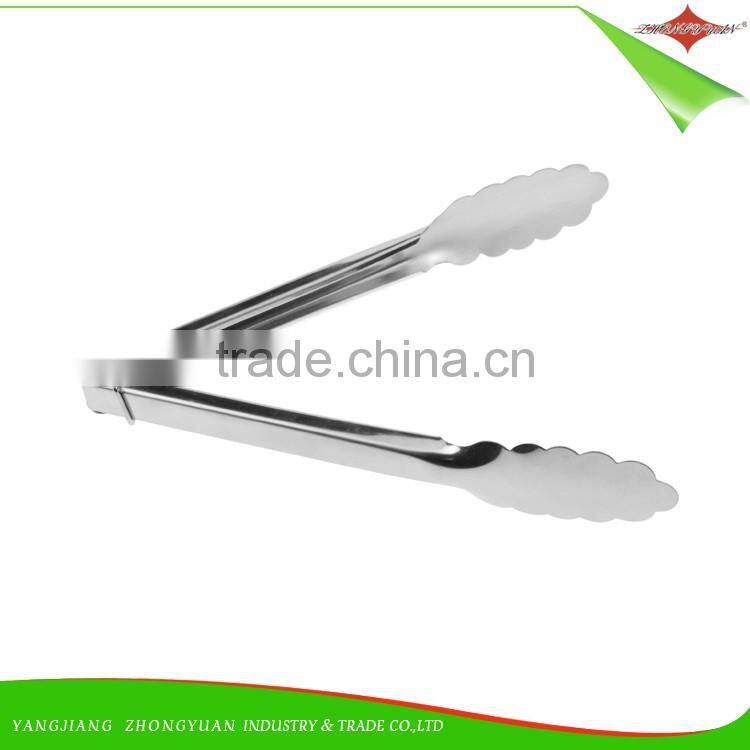 ZY-H1027 High Quality food grade BBQ Tongs Stainless Steel Kitchen Tongs with Lock