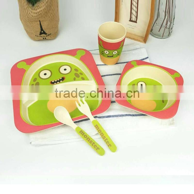 Eco-Friendly Bamboo Fiber Kids Dinner Plate Set 5-pieces