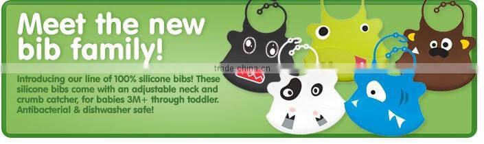 Waterproof Silicone baby Bibs with crumb catcher with animal shape bib