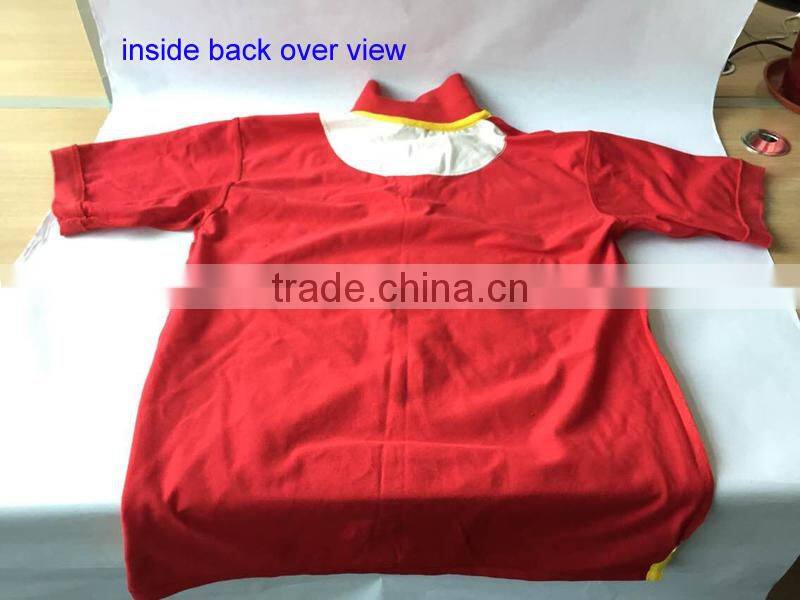 Embroidred LOGO 3pcs Transparent Front Fly Buttons 50% Polyester 50% Cotton Red T Shirt