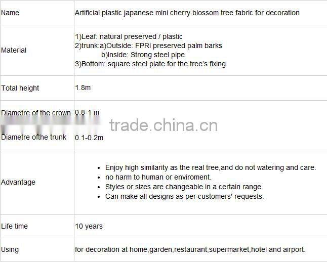 Hot sale air bonsai artificial plastic japanese mini cherry blossom tree fabric for decor