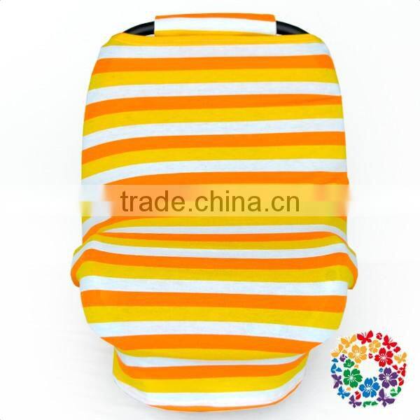 New Style Brown And White Striped Baby Car Seat Covers With Match Baby Cotton Caps Baby Infant Car Seat Canopy Cover