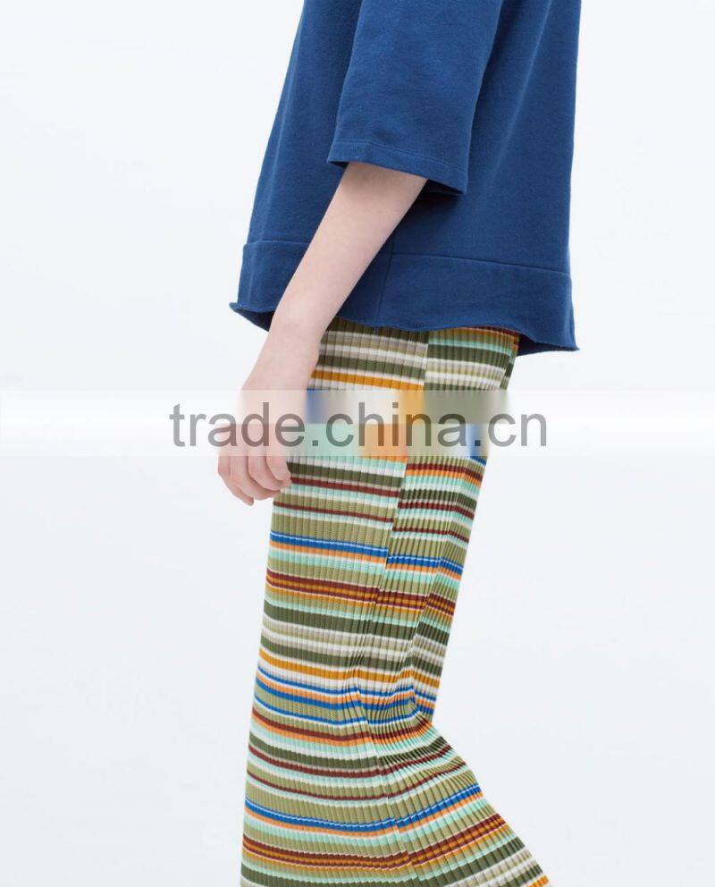 fashion cutting ladies loose top fleece cotton three quarter sleeve lady blouse