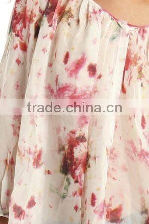 12DR905 flower printed women chiffon Blouse