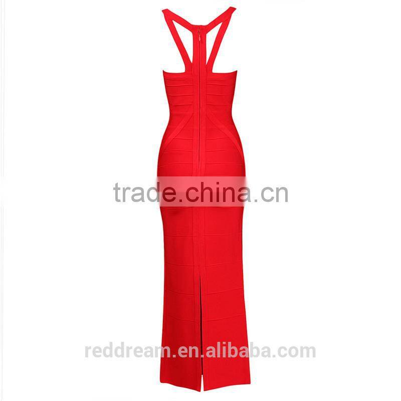 2015 wholesale Lady's latest sexy summer party fashion casual bandage dress with black and red color One-piece Woman dressH1271