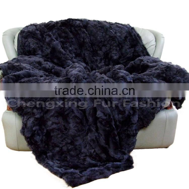 CX-D-03A Hotel Rugs Patchwork Real Rabbit Fur Animal Fur Bedding Set Fur Rug