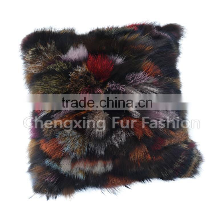 CX-D-107D Best Design Elephant Pillow Covers Real Fox Fur Decorative Sofa Cushion Cover Wholesale 2016