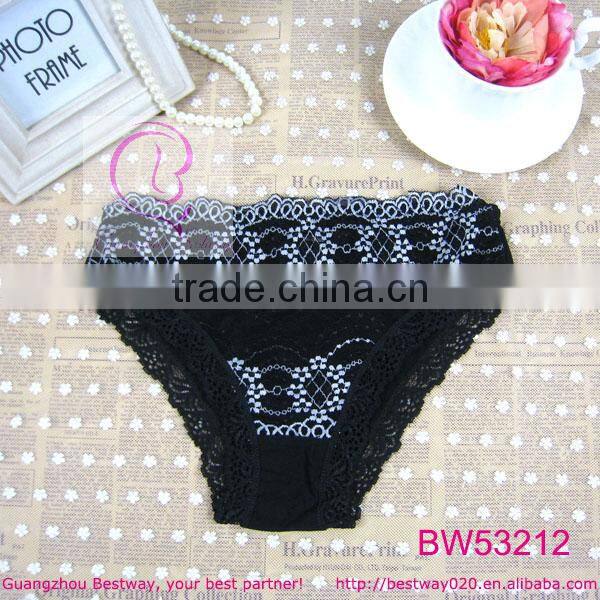 2014 soft cotton fabric women panties with lace for wholesale front full lace back cotton panties for women low price panties