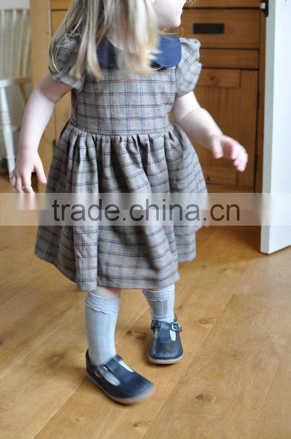 Top Quality Plaid 100% Cotton Summer Baby Girl Dress