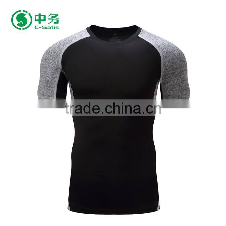 Fashion Design 100% Polyester Quick Dry Gym Wear Men Short Sleeve Fitness T Shirt