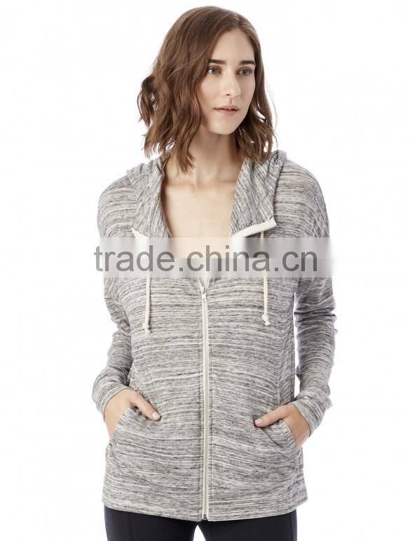 custom women high mock neckline athletic fitness gym Eco-Jersey performance cool dry fit Space-Dye Zip Hoodie