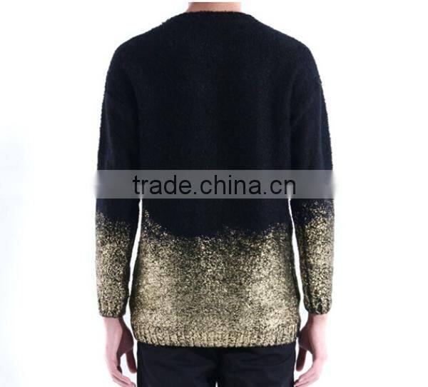 men's fashion pullover gold and silver foil print sweater clothing