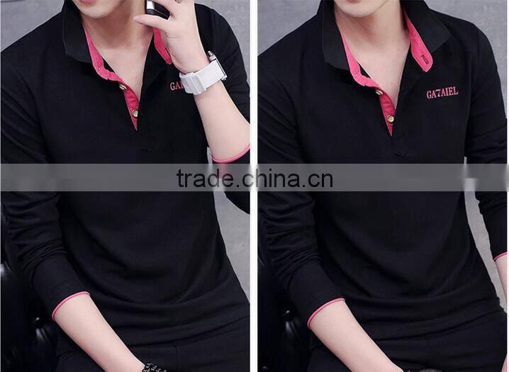 Spring clothing men's T-shirt with long sleeves lapel with clasp autumn clothes young men led the son leisure shirt Polo shirt