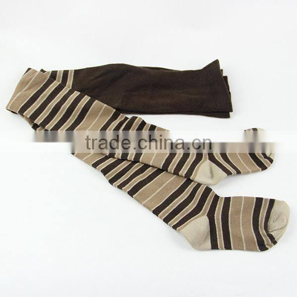 Customized kids pantyhose tights with stripes in brown