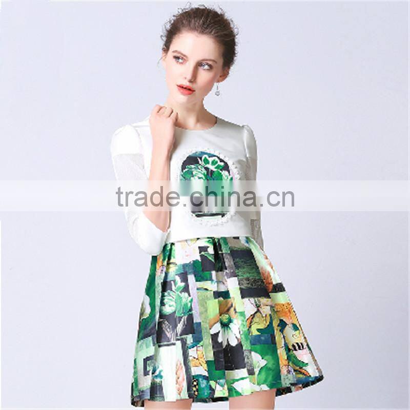 Hot Girls Short & Sexy Mini Ladies Formal Cheap Flower Skirt And Blouse With High Quality Custom