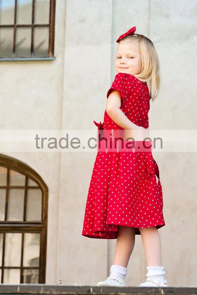 Kids Clothing Wholesale 2016 Fashion Polka Dots Printed Kids Beautiful Model Dresses Sister And Brother Matching Clothing