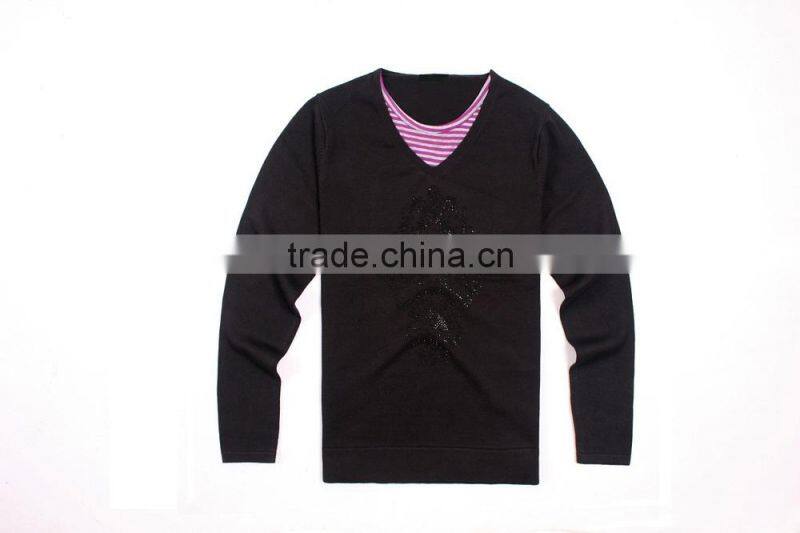 New Fashion Design Rhinestone Crewneck Sweater