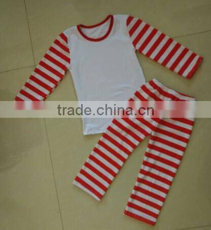 2016 Hot Sale Girls Pajama fashion christmas ruffle striped outfits Baby Sleeping Clothes Top and Pants set