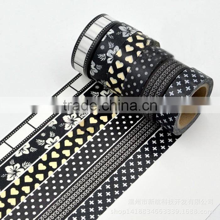 1.5cm*10m white and black washi tape customized paper tape planner accessories