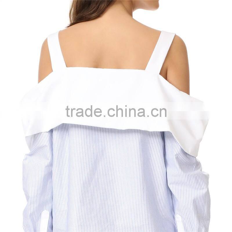 OEM Hot Ladies Turn Collar Fresh Color Poplin Skirt Office Blouse