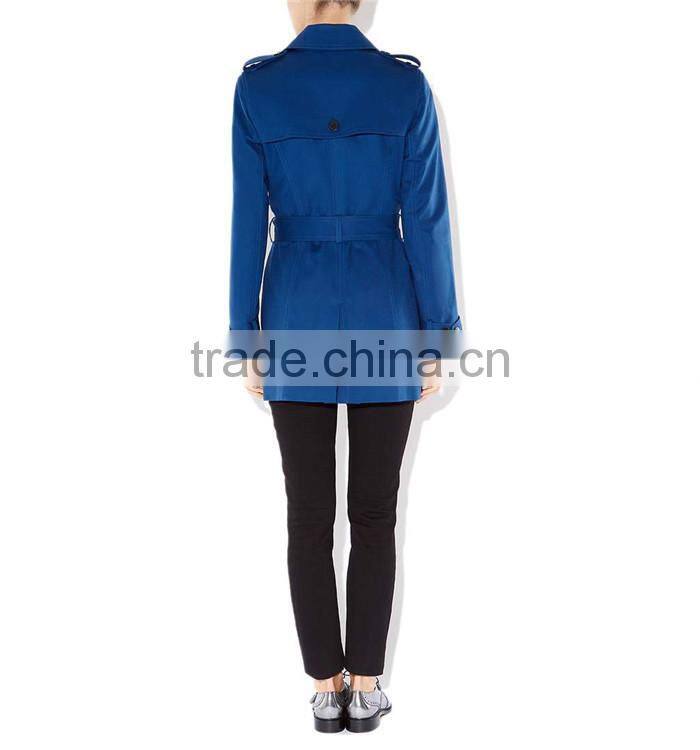 latest stylish double breasted blue women suit coat